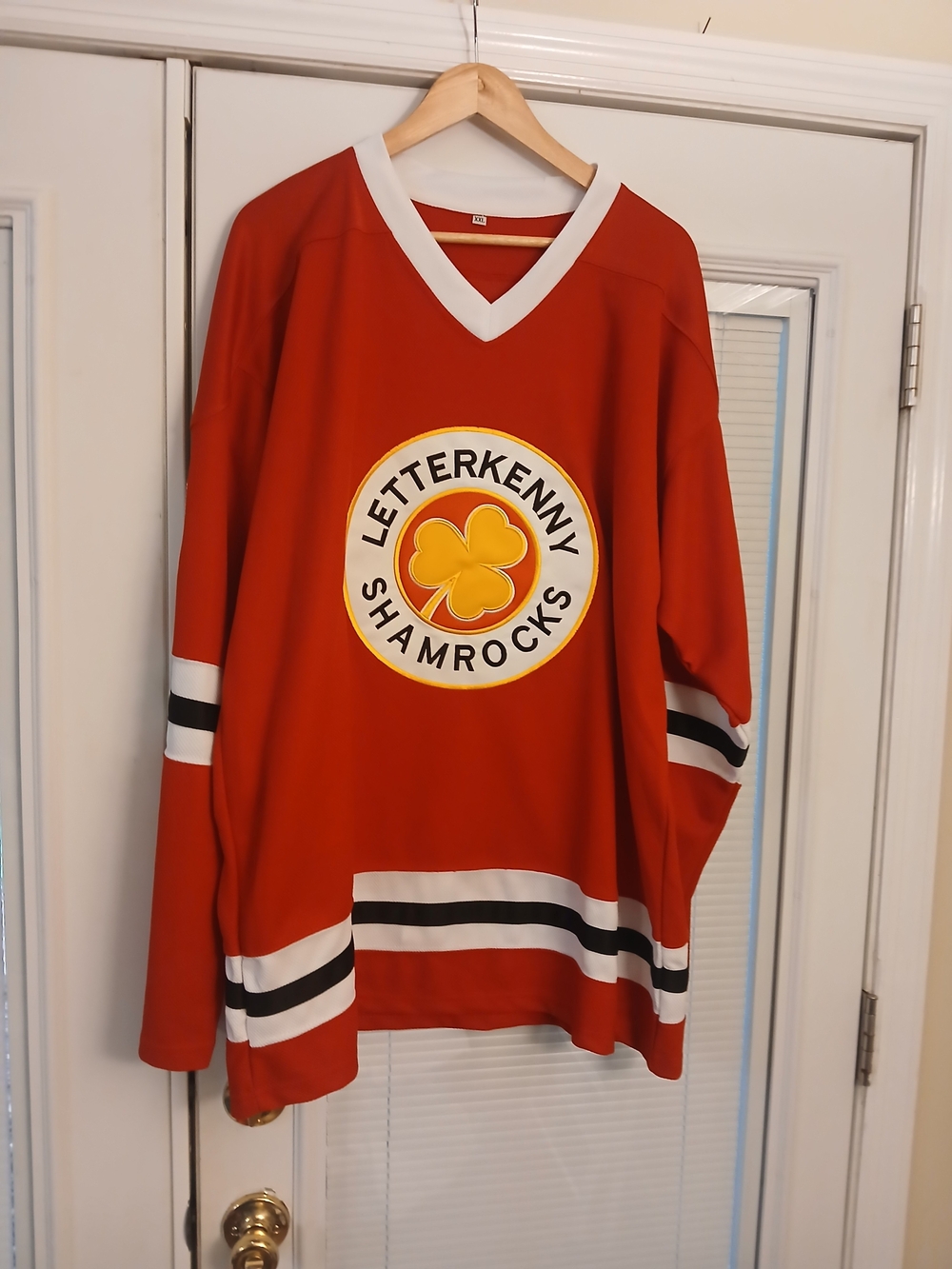 Red Letterkenny Shamrocks Hockey Jersey with White Trim